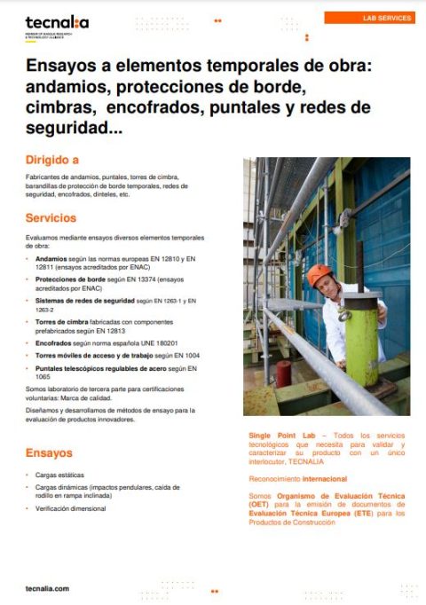 miniatura de ensayos en andamios y componentes de tecnalia