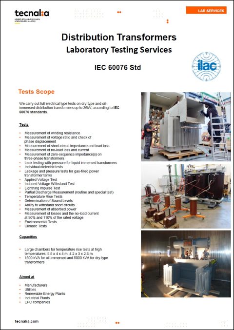 miniatura de los servicios de ensayo para equipos eléctricos