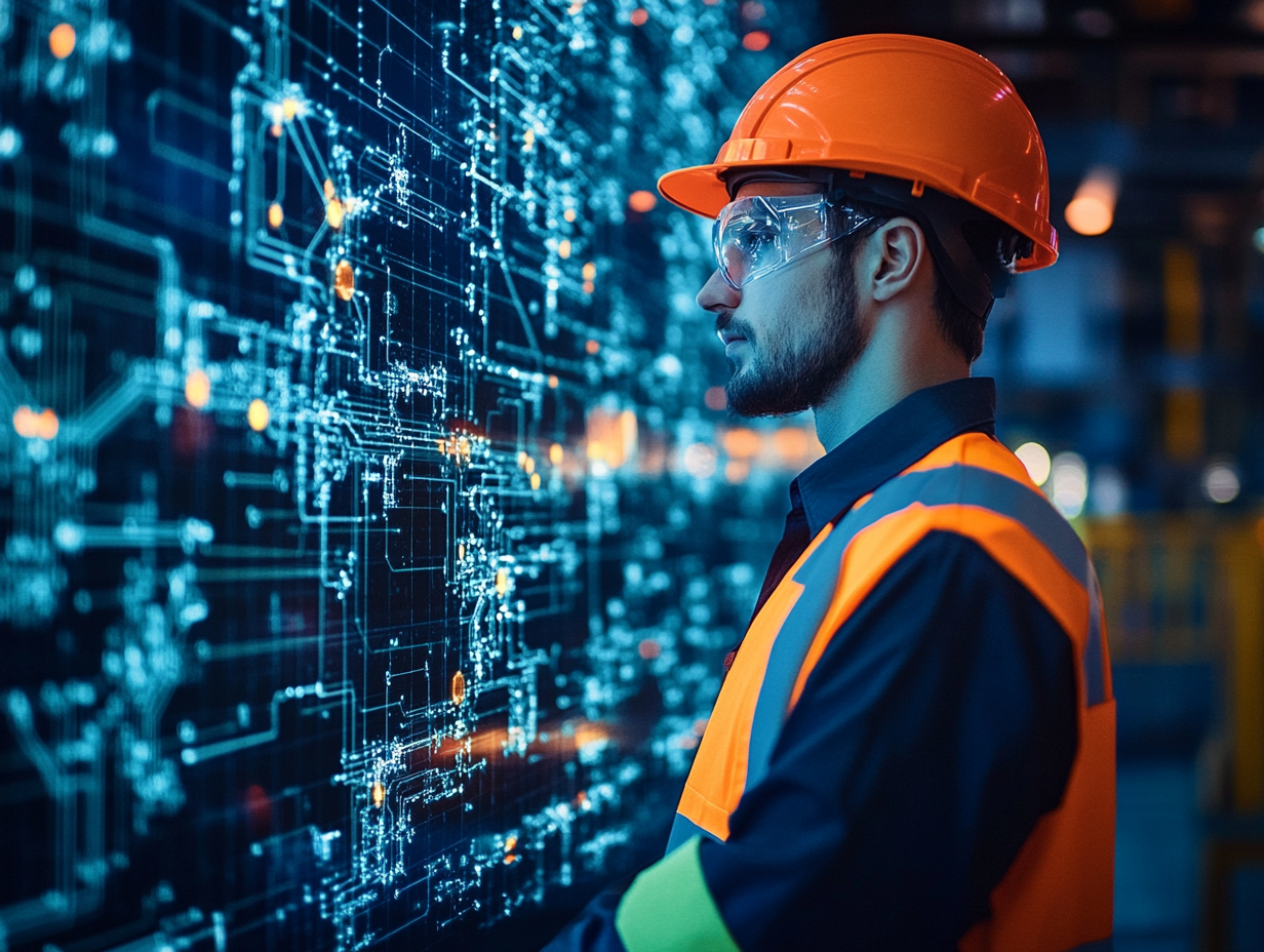 imagen de un operario frente a un panel industrial