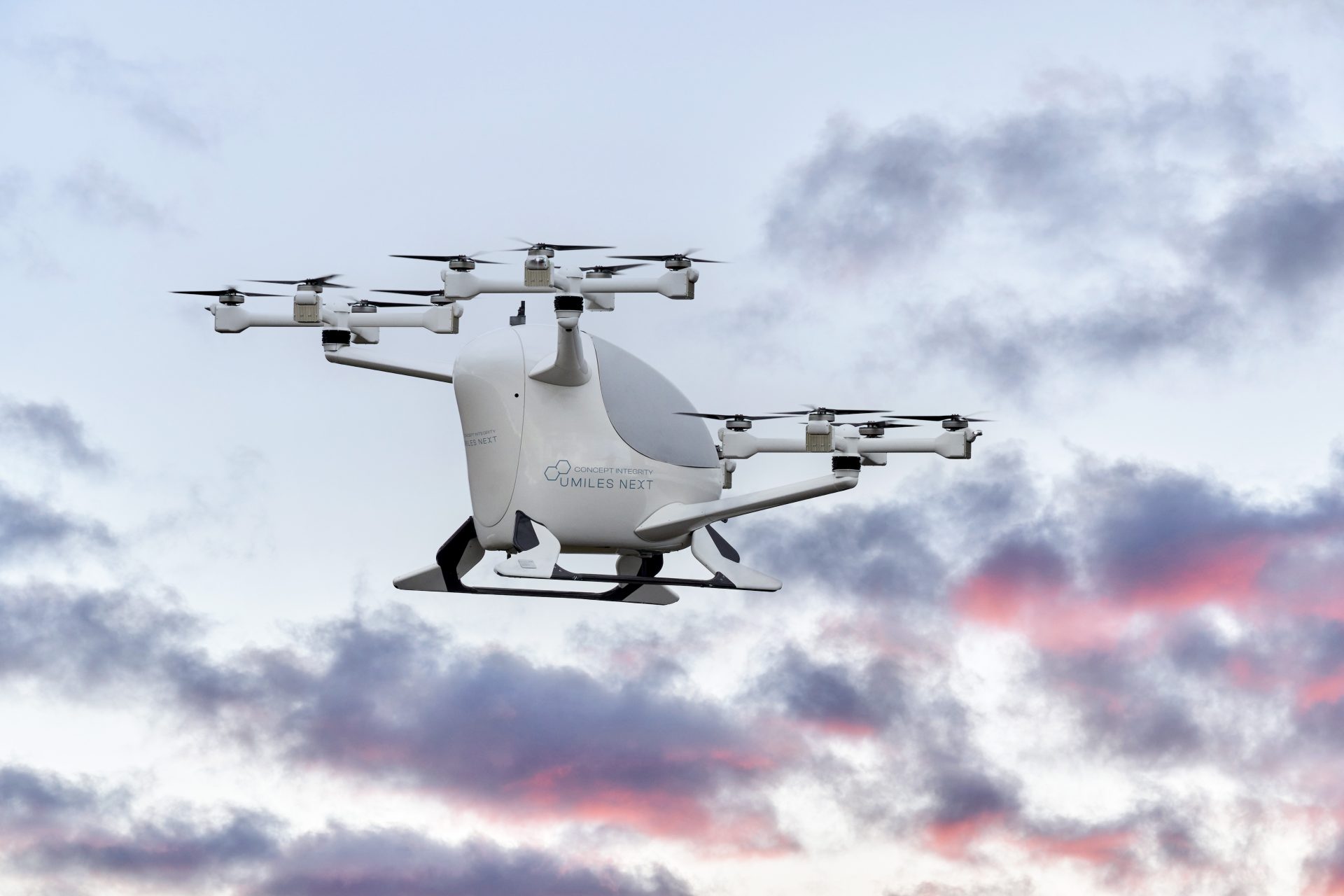 Pruebas aéreas en el exterior del aerotaxi