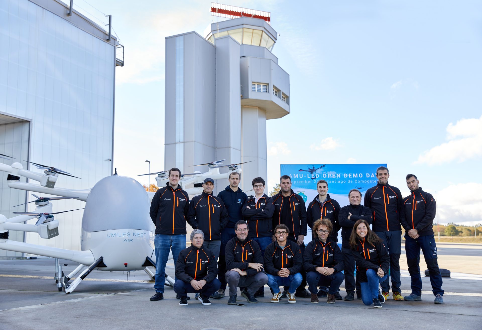 Equipo de pruebas del aerotaxi en Lugo