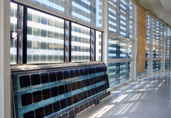 Vista interior fachada fotovoltaica TECNALIA